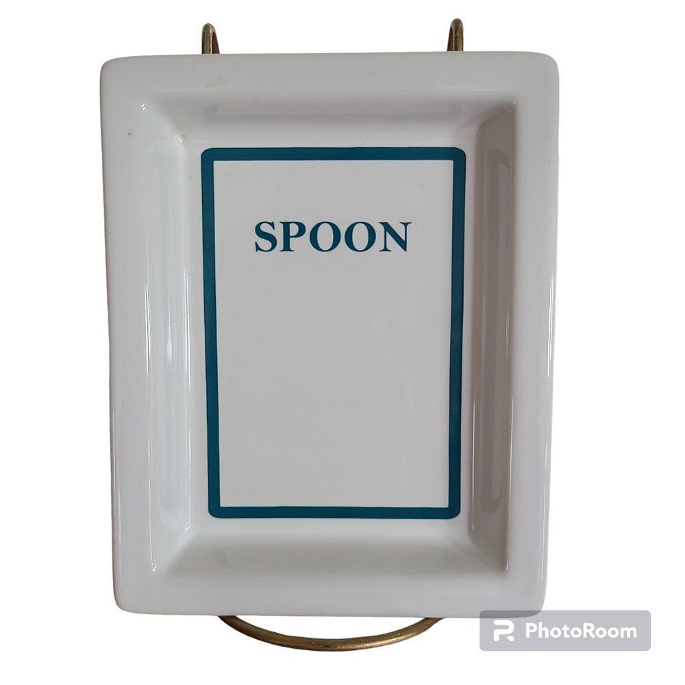 Mainstays Ceramic Rectangular Spoon Rest Utensil Holder Kitchen Stove Countertop